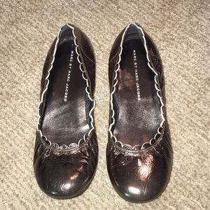 MARC BY MARC JACOBS Leather Metallic Flats - Smog